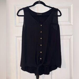 Fortune + Ivy Black Sleeveless Blouse with Button Detail